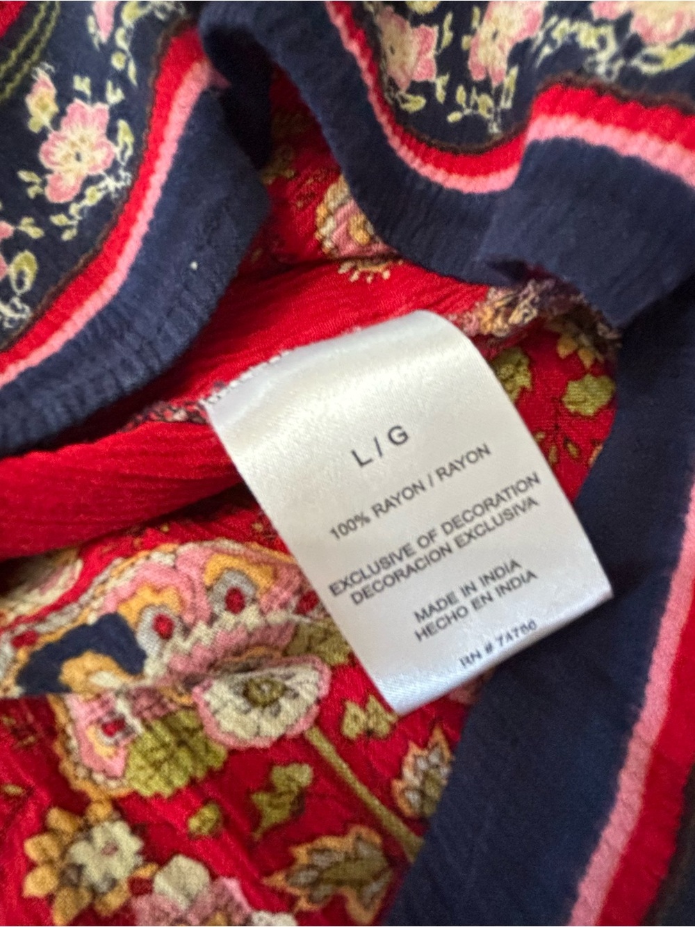 Bila Navy & Red Bohemian Paisley Tie-Front Tunic Top - Picture 3 of 6
